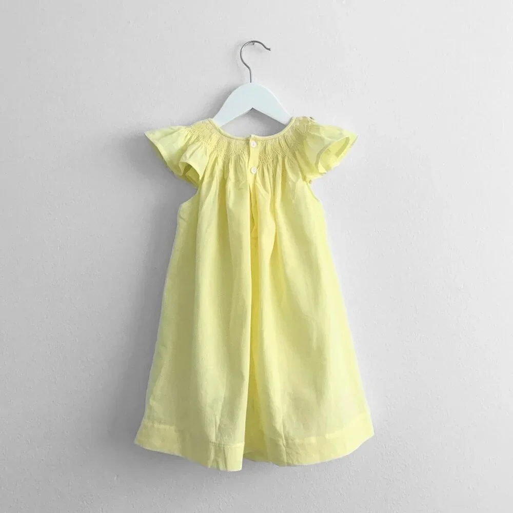 NWT Beautiful Girls Embroidered Smocked Bishop Dress Spring Flowers Yellow 3T - Picture 4 of 7
